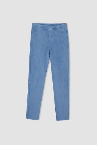 Kız Çocuk Slim Fit Süs Cepli Uzun Tayt
