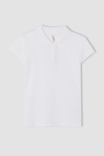 Kız Çocuk Polo Yaka Basic Tişört