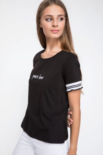 Kolları Ribana Detaylı T-shirt