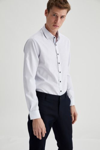 Modern Fit Basic Uzun Kollu Beyaz Gömlek