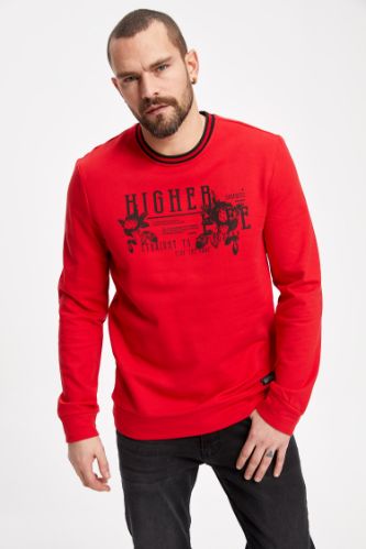 Yazı Baskılı Slim Fit Sweatshirt