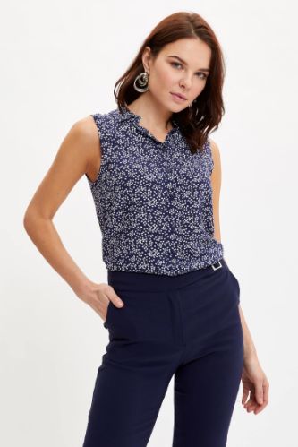 Leopar Desenli Relax Fit Kolsuz Gömlek