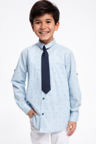 Erkek Çocuk Regular Fit Desenli Uzun Kollu Gömlek
