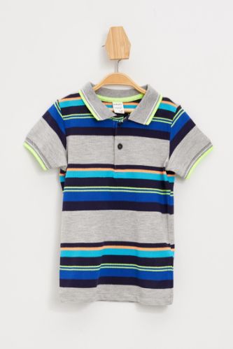 Erkek Bebek Çizgili Kısa Kollu Polo Tişört