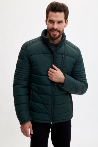 Slim Fit İçi Polar Dik Yaka Şişme Mont