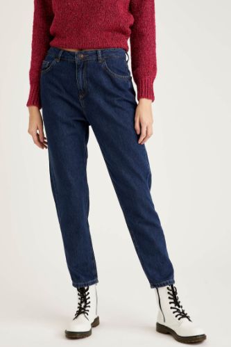 Mom Fit Yüksek Bel Cropped Jean Pantolon