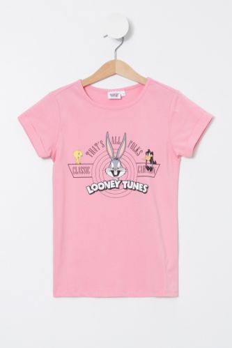 Kız Çocuk Looney Tunes Lisanslı Regular Fit Tekli Kısa Kollu Body