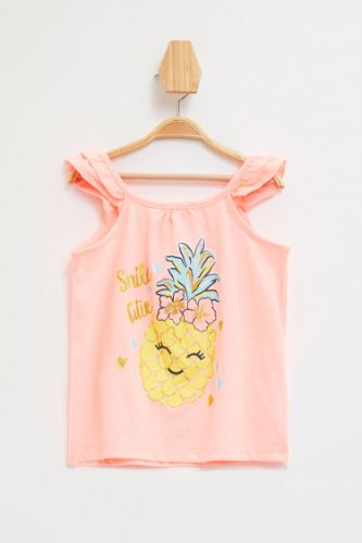 Kız Bebek Ananas Baskılı Askılı Atlet