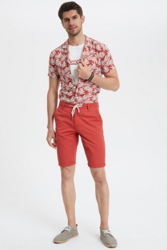 Regular Fit Bağcıklı Bermuda Şort