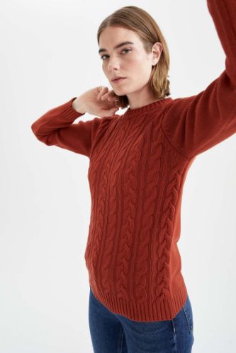 Basic Örgü Desenli Relax Fit Triko Kazak