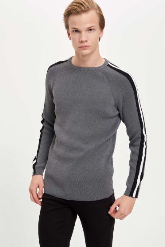 Çizgili Slim Fit Kazak
