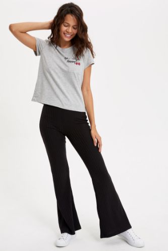 Flare Fit Dokuma Pantolon