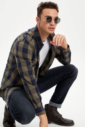 Kareli Uzun Kollu Slim Fit Gömlek