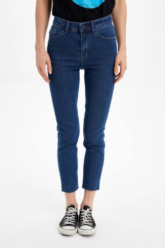 Lina Yıkamalı Mom Fit Jean Pantolon