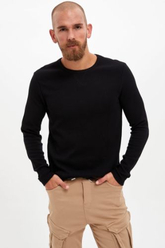 Bisiklet Yaka Uzun Kollu Slim Fit Tişört