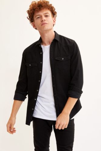 Çift Cepli Slim Fit Jean Gömlek