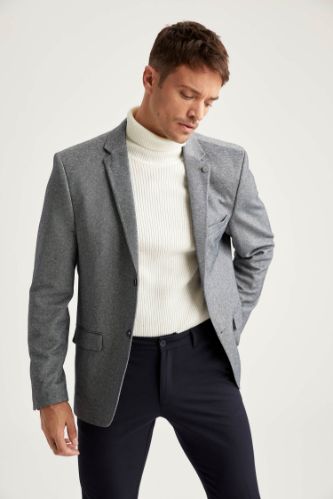 Slim Fit Baskılı Astarlı Blazer