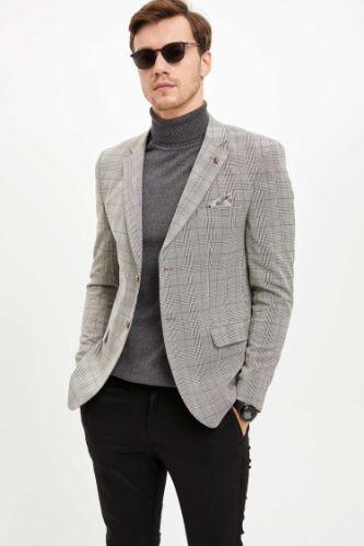 MODERN FIT Baskılı Yarım Astar Blazer