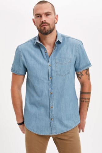 Kısa Kollu Slim Fit Gömlek