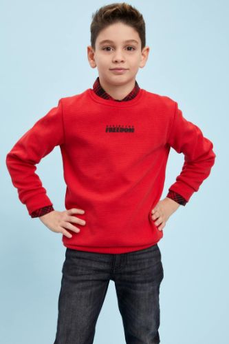 Erkek Çocuk Dokulu Kumaş Sweatshirt