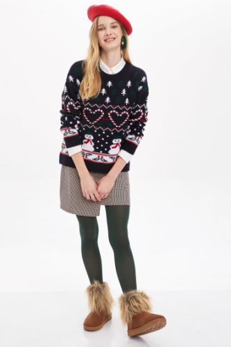 Slim Fit Kareli Etek