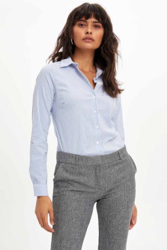 Çizgili Uzun Kollu Regular Fit Gömlek