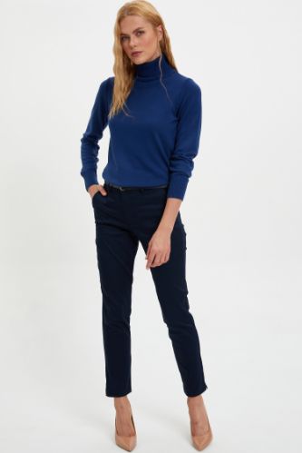 İnce Kemerli Slim Fit Dokuma Pantolon