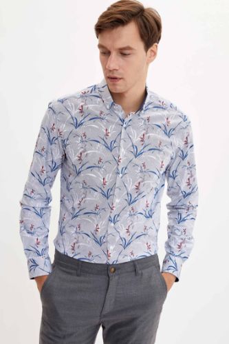 Çiçekli Slim Fit Gömlek