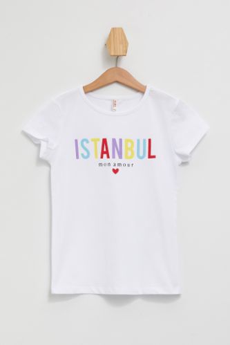 Kız Çocuk İstanbul Baskılı Tişört