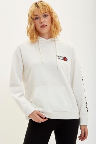FLORAL Regular Fit Kanguru Cepli Uzun Kollu Sweatshirt