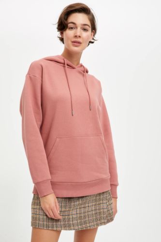 Loose Fit Kapüşonlu Cepli Uzun Kollu Sweatshirt