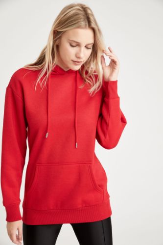 Loose Fit Kapüşonlu Cepli Uzun Kollu Sweatshirt