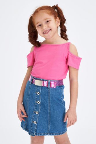 Kız Çocuk Regular Fit Tekli Kısa Kollu Body