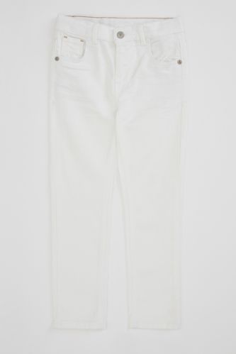 Erkek Çocuk Slim Fit Beyaz Jean Pantolon