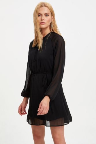 Beli İpli Uzun Regular Fit Elbise