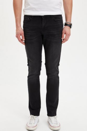 Pedro Slim Fit Normal Bel Dar Paça Siyah Jean Pantolon