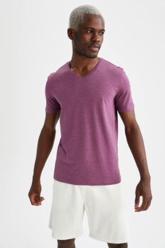 Slim Fit V Yaka Basic Tişört