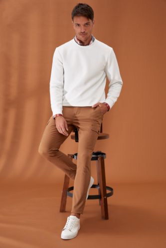 Slim Fit Beli Bağcıklı Kargo Pantolon