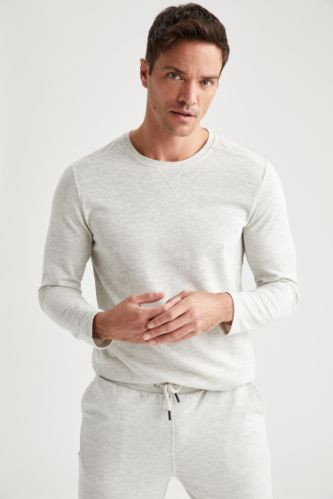 Basic Slim Fit Uzun Kollu Bisiklet Yaka Tişört