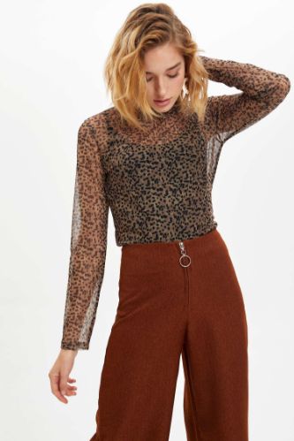 Slim Fit Bisiklet Yaka Uzun Kollu Tişört