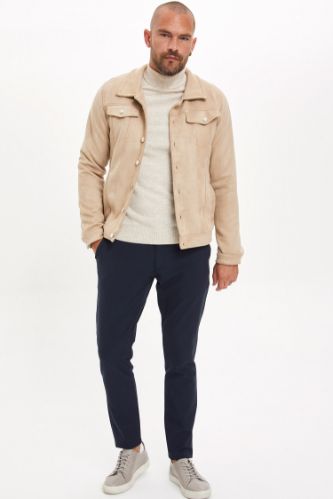 Tailored Fit Esnek Dokulu Pantolon
