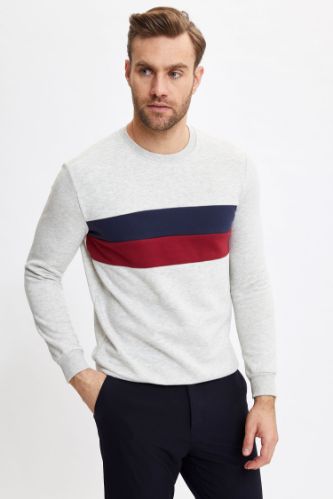 Regular Fit Bisiklet Yaka Pamuklu Uzun Kollu İçi Yumuşak Tüylü Sweatshirt
