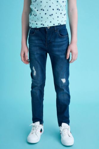 Erkek Çocuk Slim Fit Yıpratma Detaylı Jean Pantolon