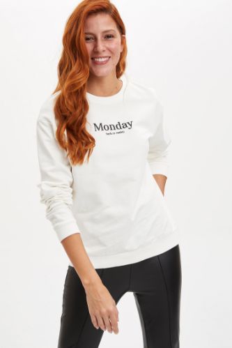 Regular Fit Bisiklet Yaka Uzun Kollu Sweatshirt