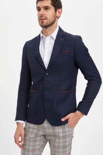 MODERN FIT Baskılı Astarlı Blazer