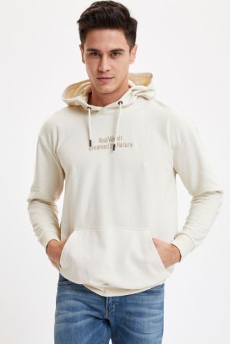 Baskılı Kapüşonlu Oversize Fit Sweatshirt