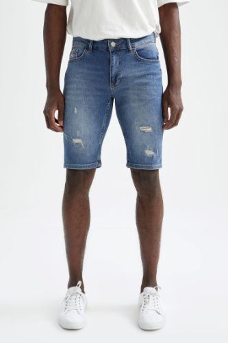 Skinny Fit Jean Bermuda Şort