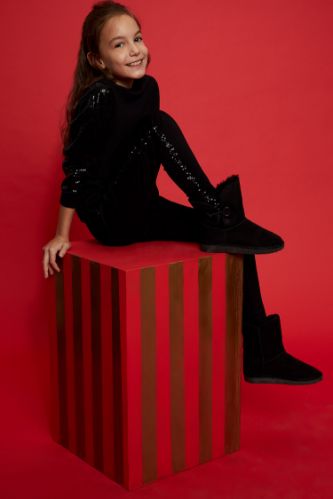 Kız Çocuk Skinny Fit Yılbaşı Temalı Pantolon