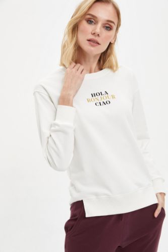 Regular Fit Bisiklet Yaka Uzun Kollu Sweatshirt