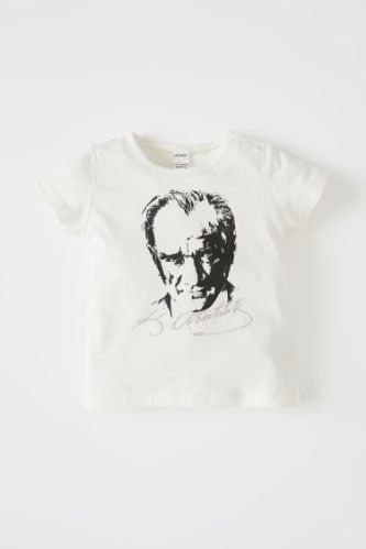 Kız Bebek 29 Ekim Atatürk Baskılı Kısa Kollu Tişört